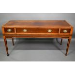 A converted George III cross-banded mahogany spinet to a three drawer sideboard