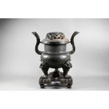 An antique large Chinese archaistic bronze tripod censer