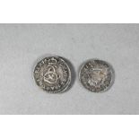 Charles I Scotland pattern twenty pence and Charles II threepence