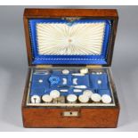 A Victorian burr walnut sewing box