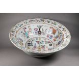 A 19th century Chinese 'one hundred antiques' famille rose bowl, Qing