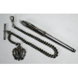 Cross silver fountain pen and watch chain