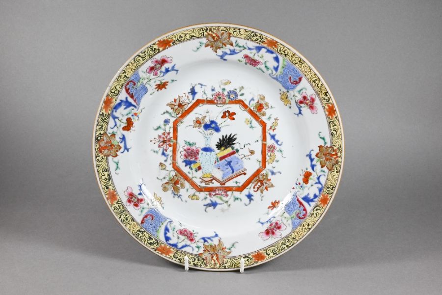 A pair of Chinese Qianlong period famille rose plates, Qing - Image 2 of 9