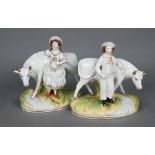 Pair of Victorian Staffordshire pottery groups