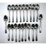 Matched set of six Georgian silver Old English Plate teaspoons