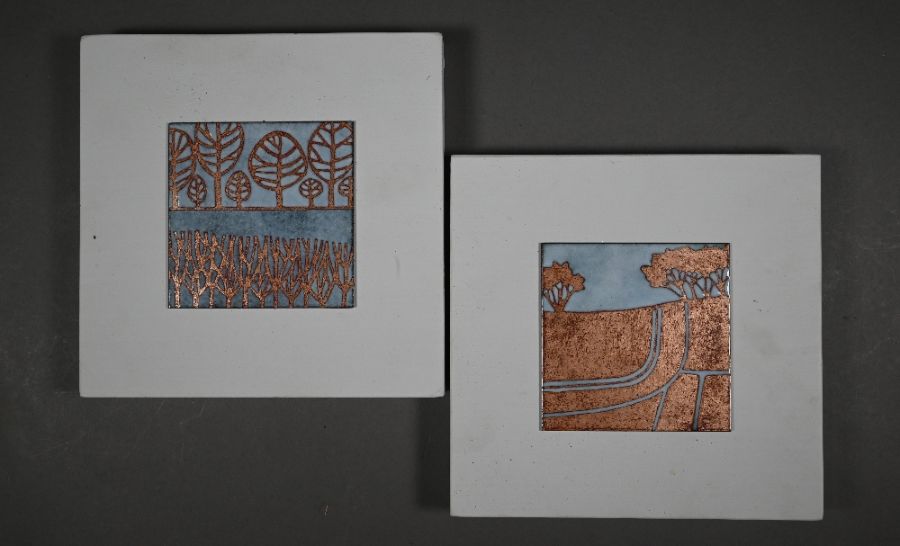 Janine Partington, pair of vitreous enamel panels - Image 2 of 6