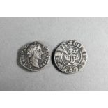 Edward III silver penny and Roman denarius