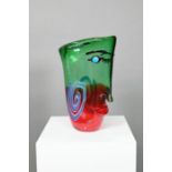 A large Murano coloured glass 'face' vase