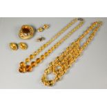 A collection of topaz and citrine items