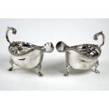 Pair of silver sauce boats