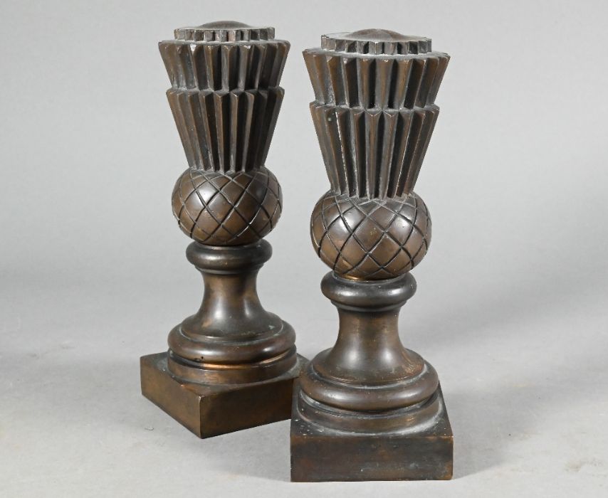 A pair of 19th century heavy bronze 'thistle' doorstops - Image 2 of 4