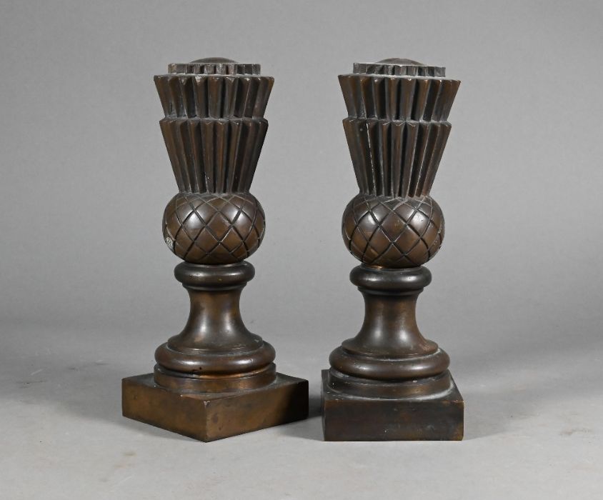 A pair of 19th century heavy bronze 'thistle' doorstops