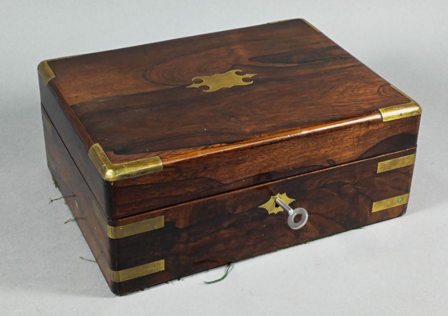 A 19th century brass-bound rosewood toilet case - Image 2 of 4