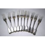 Ten silver fiddle patern dessert forks