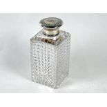 A Victorian hobnail-cut square cologne bottle