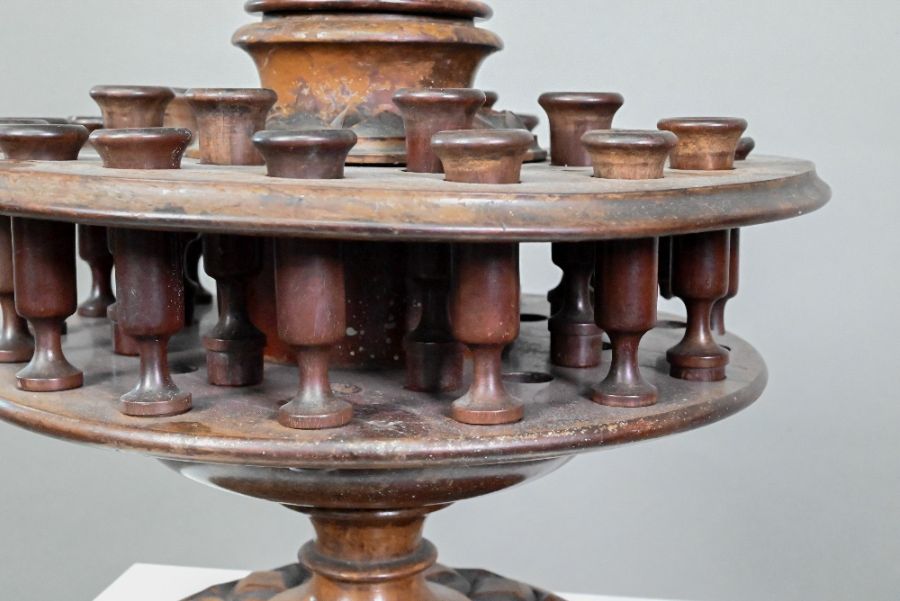 An antique carved and turned wood snuff or tobacco stand - Image 4 of 6