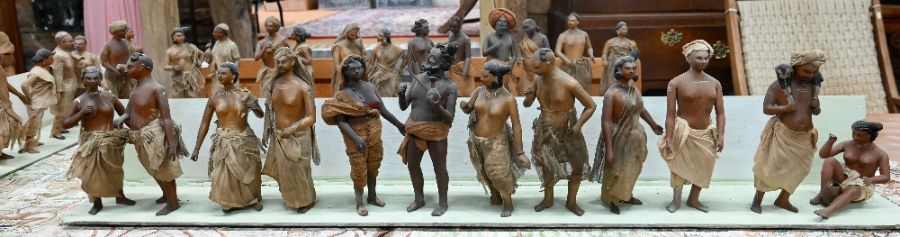 A collection of vintage Indian painted carved wood figures in a variety of traditional costume - Image 6 of 12