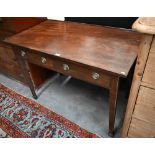 A Georgian style mahogany two drawer hall table on tapering square supports with spade feet, 110