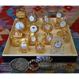 Fifteen various miniature novelty clocks and a 'Scorpion' spoon