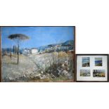 An extensive Italian landscape by Jenny Davie and four small watercolour studies by the same artist