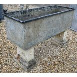 Galvanized rail top trough on pedestals, 127 x 50 x 40 cm h