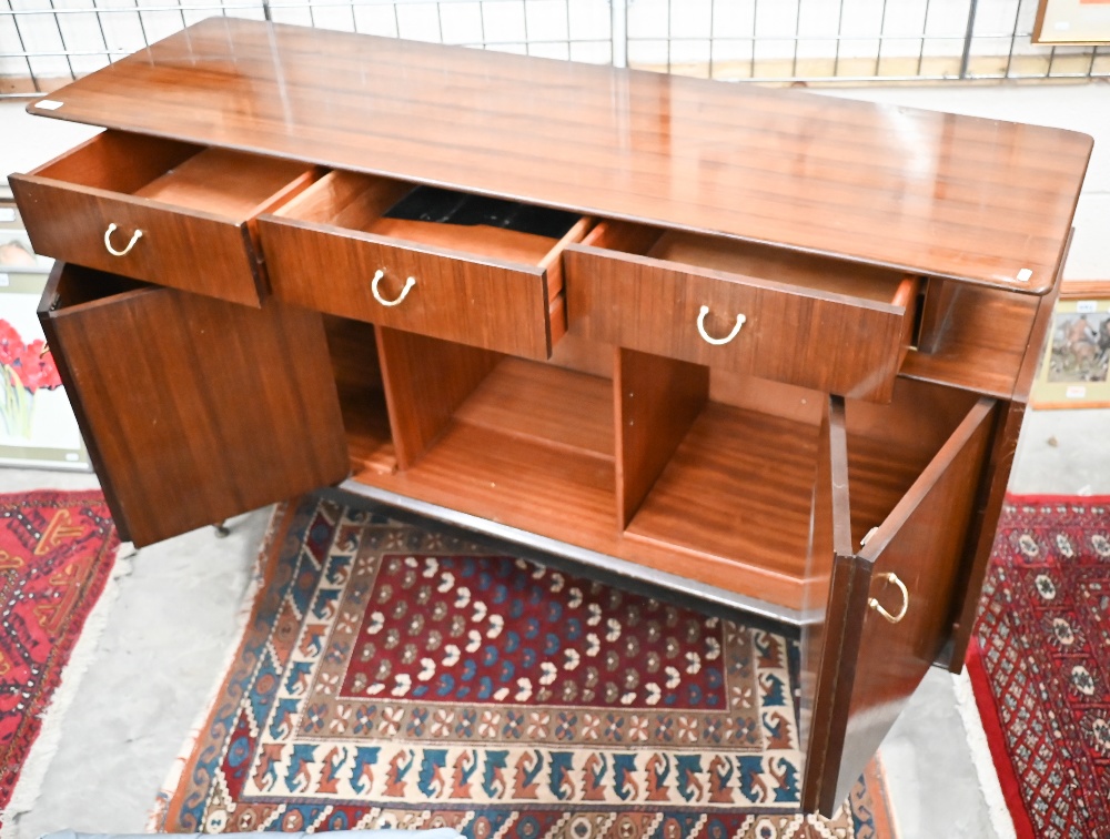 E Gomme G-Plan teak sideboard with three recessed frieze drawers above folding cupboard doors, 149 - Image 3 of 4
