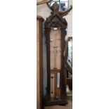 Victorian carved wood Admiral Fitzroy barometer case (a/f), 127 cm high
