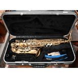 Earlham Professional Series II brass alto saxophone in fitted case a/f