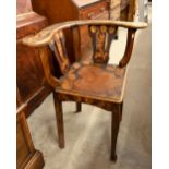 An antique pokerwork corner chair