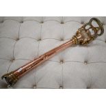 A vintage French cast brass fireman's hoze-nozzle with 'jet/baton' interchangeable settings, 56 cm