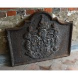 An old Armorial cast iron fireback, 86 cm wide x 70 cm high