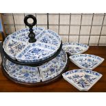 Villeroy & Bosch lazy susan, fitted with 'Dresden china' pattern segmented dishes, t/w a matching