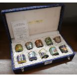 A cased set of ten Chinese limited edition miniature cloisonné jars and covers, St James's House