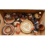 A quantity of decorative Bulgarian earthenware with decorative 'feathered' polychrome glazes - 40