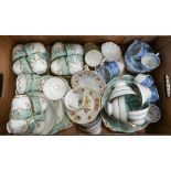 Victorian china tea service with floral gilt decoration and turquoise borders to/w a Spode's '