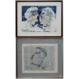 After Janet Goodle - two monoprints of figures, 46 x 56 cm and 39 x 51 cm (2)
