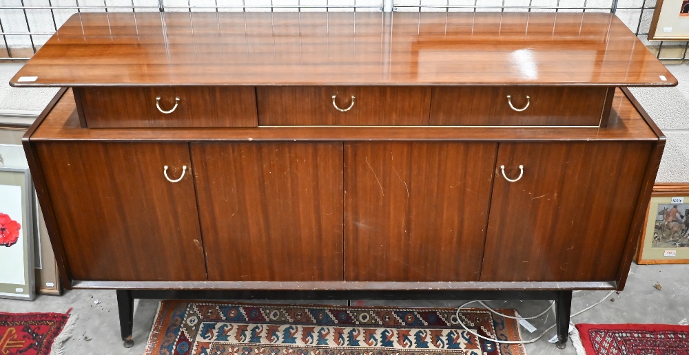 E Gomme G-Plan teak sideboard with three recessed frieze drawers above folding cupboard doors, 149 - Image 2 of 4