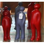 A graduated set of three figures after Guido Deleu (b 1932, Belgium), 'The Visitor', 25/23/19 cm