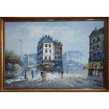 Burnett - Parisian street scene, oil on canvas, signed, 60 x 90 cm