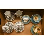 Six Aynsley china decorative tea cups and saucers to/w a Royal Grafton Indian Tree 20 piece tea