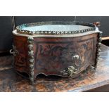 French Louis XV revival inlaid kingwood plant-trough with brass mounts and metal liner, 47 cm wide