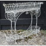 A vintage wire orangery plant stand, 112 x 33 x 91 cm h