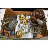 Seven vintage silver and gilt glass Christmas tree baubles to/w other decorative items, including ep