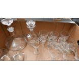 Two glass decanters and various 19th century and later drinking glasses (box)