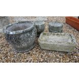 Four assorted weathered stonecrete garden planters (4)