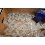 Set of six Thomas Webb cut glass brandy balloons to/w other drinking glasses including boxed pair of