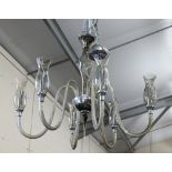 An Italian (possibly Murano) smoked glass six-branch electrolier/chandelier, 60 cm h