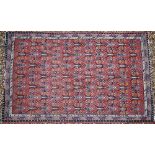 A Persian Afshar rug ca 1920s, geometric design on brick ground, multi borders, 255 x 160 cm
