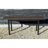 A modern stained hardwood console table, 188 cm wide x 62 cm deep x 75 cm high