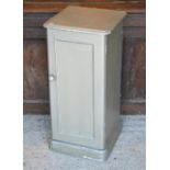 An old painted pine pot cupboard on plinth base, 37 x 37 x 79 cm h